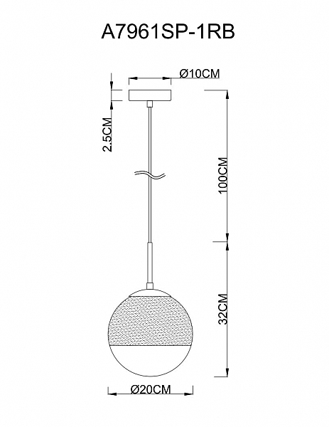 Светильник подвесной Arte Lamp Jupiter Copper A7961SP-1RB