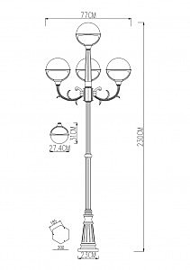 Столб фонарный уличный Arte Lamp MONACO A1497PA-4WG