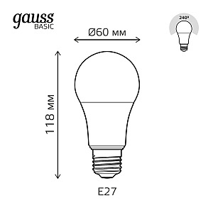 Светодиодная лампа Gauss Basic A60 1023224
