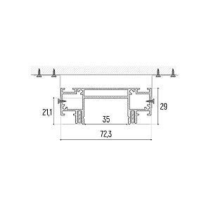 Интрудер (профиль) для встраивания однофазного трека в натяжной потолок, длина 2м Novotech 135192
