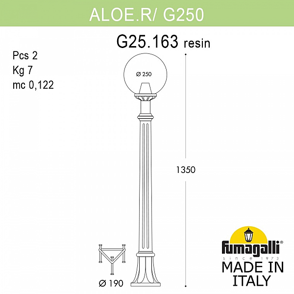 Столб фонарный уличный Fumagalli Globe 250 G25.163.000.AZE27