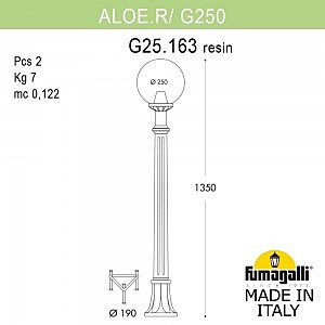 Столб фонарный уличный Fumagalli Globe 250 G25.163.000.AZE27