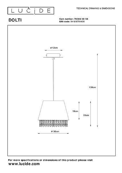 Светильник подвесной Lucide Dolti 78368/30/30