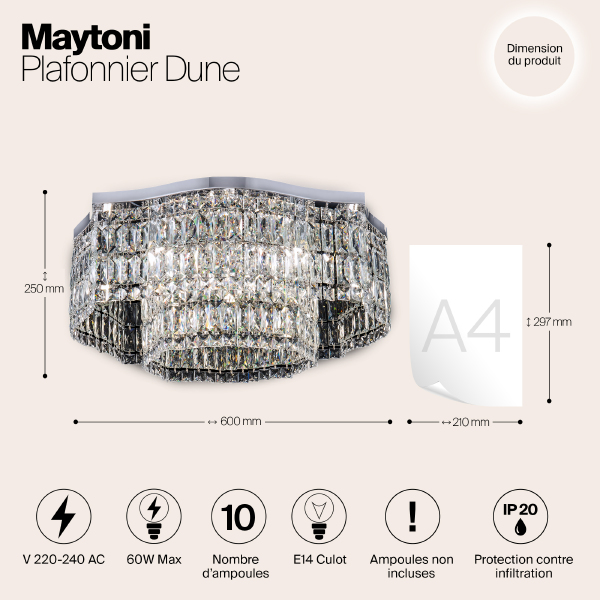 Потолочная хрустальная люстра Maytoni Dune DIA005CL-10CH