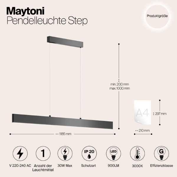 Светильник подвесной Maytoni Step P010PL-L30B