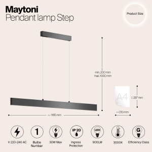 Светильник подвесной Maytoni Step P010PL-L30B