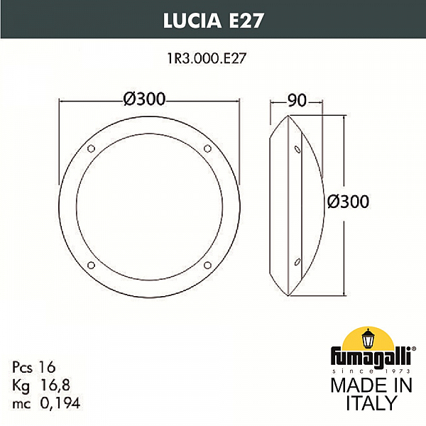 Уличный потолочный светильник Fumagalli Lucia 1R3.000.000.AYE27.PK1