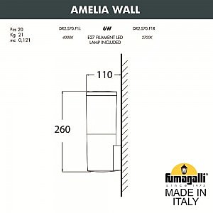 Уличный настенный светильник Fumagalli Amelia DR2.570.000.WYF1R