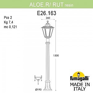 Уличный наземный светильник Fumagalli Rut E26.163.000.BYF1R