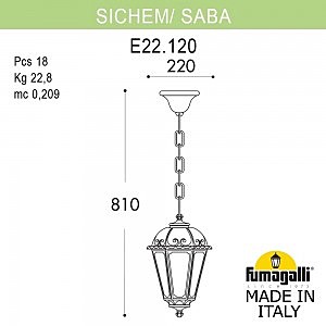 Уличный подвесной светильник Fumagalli Saba K22.120.000.AYF1R