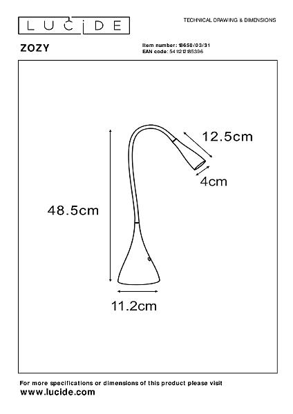 Настольная лампа Lucide Zozy 18650/03/31