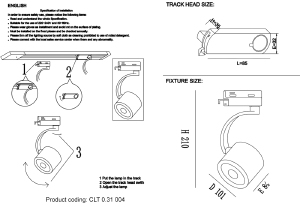 Трековый светильник Crystal Lux Clt 0.11 CLT 0.31 004 BL