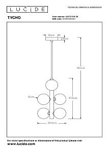 Подвесная люстра Lucide Tycho 45474/06/30
