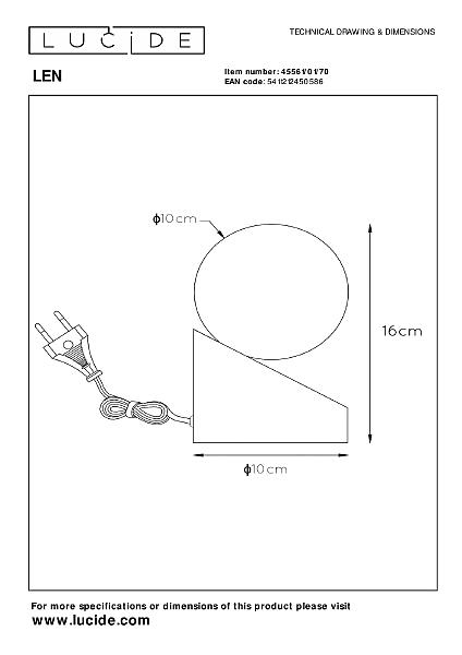 Настольная лампа Lucide Len 45561/01/70