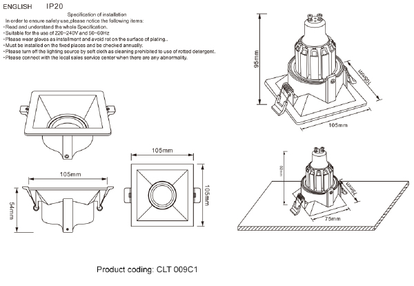 Встраиваемый светильник Crystal Lux CLT 009 CLT 009C1 WH