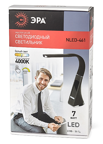 Офисная настольная лампа ЭРА NLED-461-7W-BK