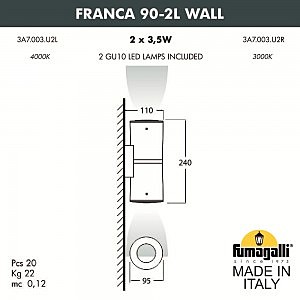 Уличный настенный светильник Fumagalli Franca 90 3A7.003.000.AXU2L