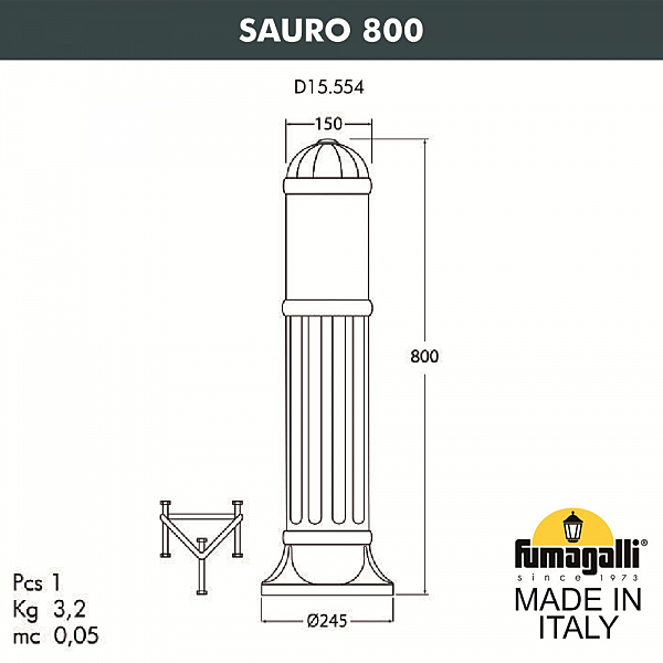 Уличный наземный светильник Fumagalli Sauro D15.554.000.AYF1R