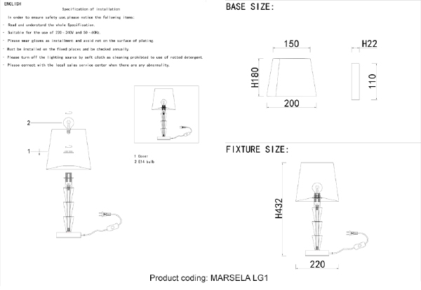 Настольная лампа Crystal Lux Marsela MARSELA LG1 NICKEL