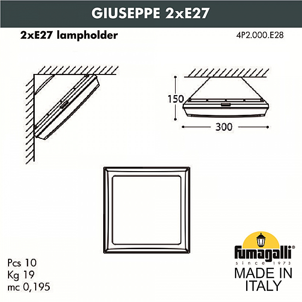 Уличный настенный светильник Fumagalli Guizeppe 4P2.000.000.LYF1R