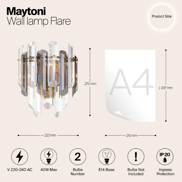 Настенное бра Maytoni Flare DIA200WL-02G