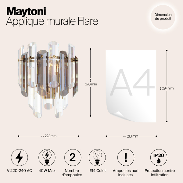 Настенное бра Maytoni Flare DIA200WL-02G