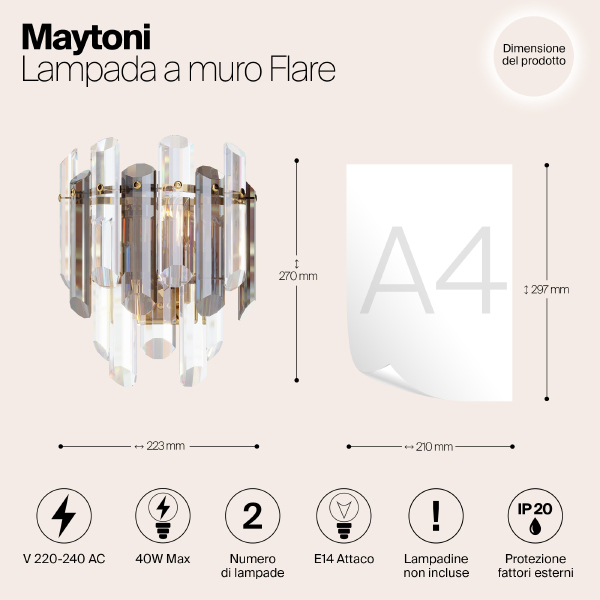 Настенное бра Maytoni Flare DIA200WL-02G