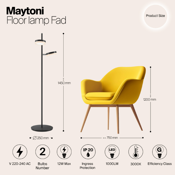 Торшер Maytoni Fad MOD070FL-L12B3K