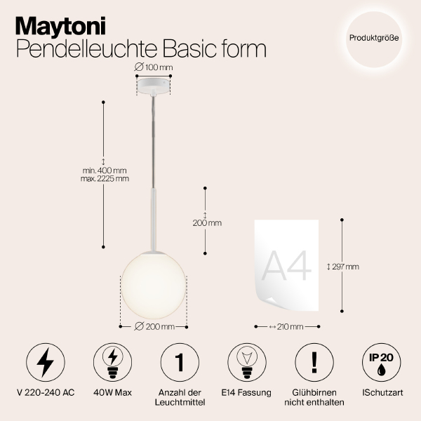 Светильник подвесной Maytoni Basic form MOD321PL-01W1