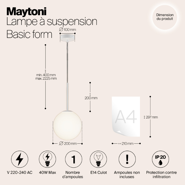 Светильник подвесной Maytoni Basic form MOD321PL-01W1