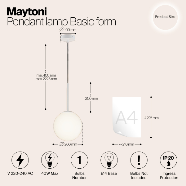 Светильник подвесной Maytoni Basic form MOD321PL-01W1