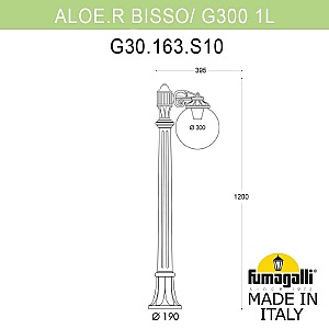 Уличный наземный светильник Fumagalli Globe 300 G30.163.S10.BXF1R