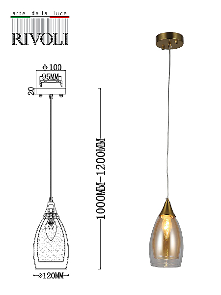 Светильник подвесной Rivoli Aileen 3193-201