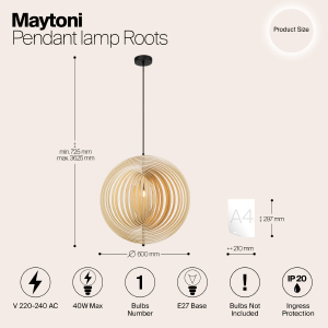 Светильник подвесной Maytoni Roots MOD197PL-01W2