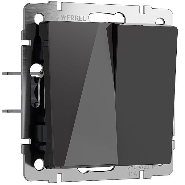 Выключатель Werkel W1123048/ Перекрестный выключатель двухклавишный (черный акрил)
