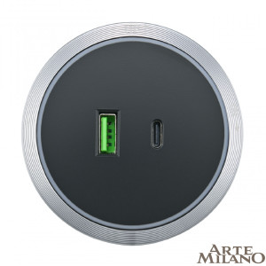 Трековая розетка Arte Milano Am-track-sockets 380066TS LED/USB-Type-C Grey