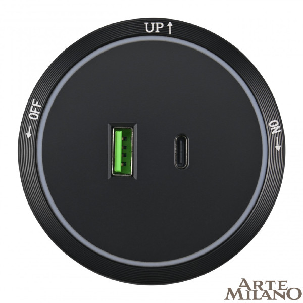 Трековая розетка Arte Milano Am-track-sockets 380066TS LED/USB-Type-C Black