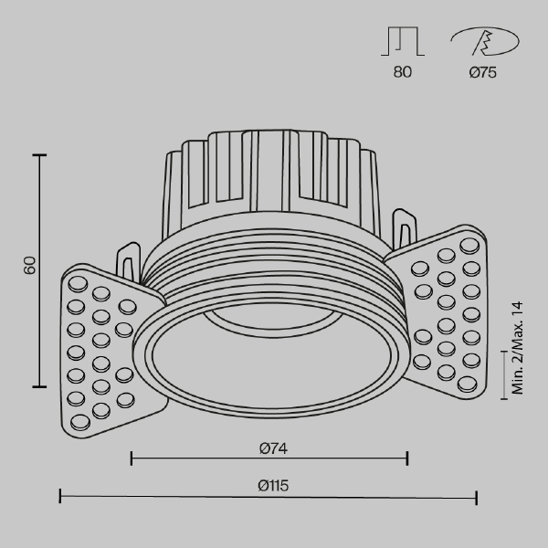 Встраиваемый светильник Maytoni Round DL058-12W3K-TRS-W