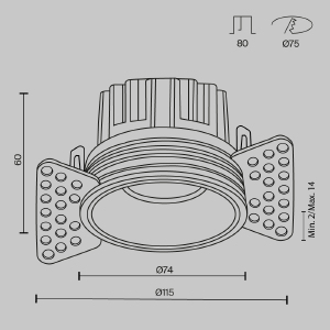 Встраиваемый светильник Maytoni Round DL058-12W3K-TRS-W