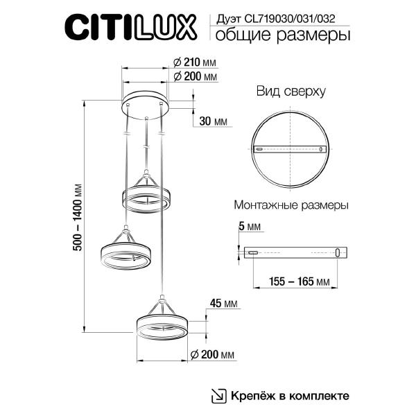 Светильник подвесной Citilux Дуэт CL719030