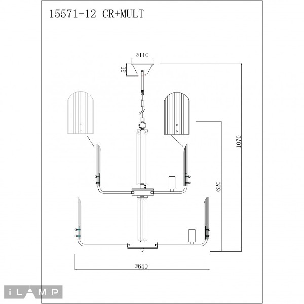 Подвесная люстра iLamp Dolce 15571-12 CR+MULT