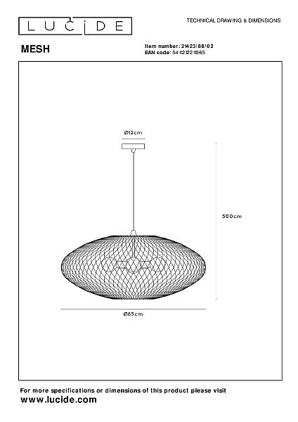 Подвесная люстра Lucide Mesh 21423/88/02